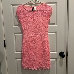 H&M Hot Pink Lace Bodycon Mini Dress